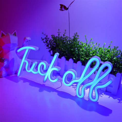 WIOSOUL Letreros de neón con texto en inglés Fuck Off letras azules para decoración de pared