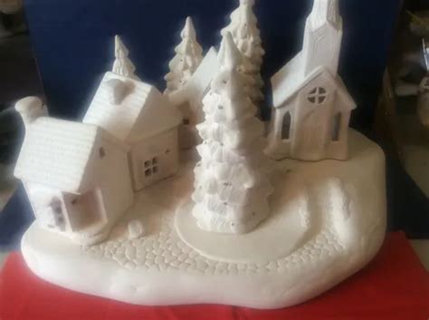 Decoración Navideña Villa De Cerámica En Blanco Para Pintar Meses Sin