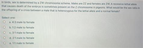 Solved Sex Determination In Mammals Is Due To The SRY Region Chegg