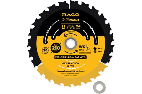 Диск пильный быстрый рез 210 мм (8 1/4"), z24, посадка 30+25.4/20/16 мм ...