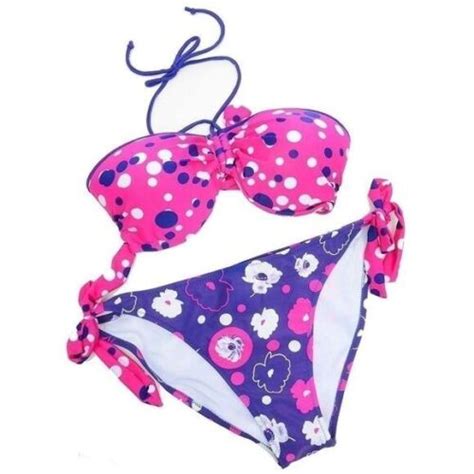 NEW Polka Dot Floral Sexy Bandeau Bikini Swimsuit Set SIZE XL EBay