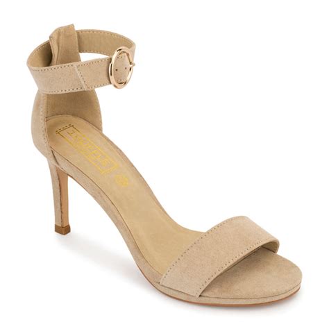 Buy Truffle Collection Nude Suede Low Heel Sandals Online