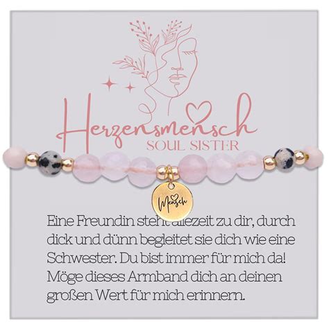 BESTE FREUNDIN GESCHENKE ROSENQUARZ ARMBAND Edelstein Armband Als