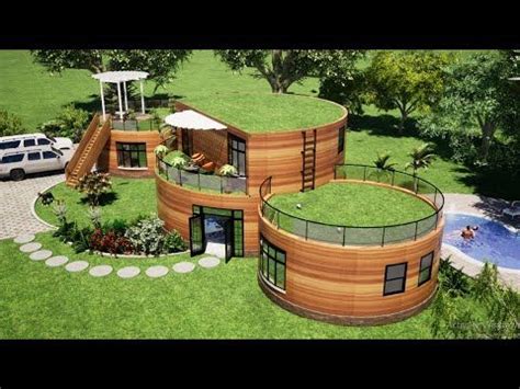 An Artist S Rendering Of A Circular House In The Middle Of A Green Field