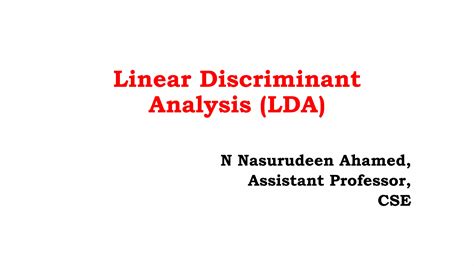 Linear Discriminant Analysis Ppt