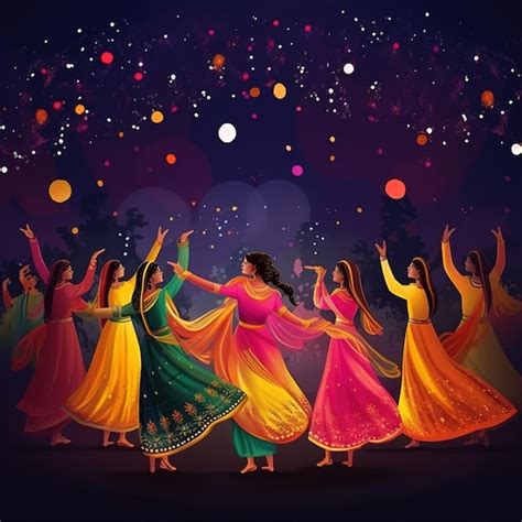 Dandiya Night Celebration On Navratri Premium Ai Generated Image