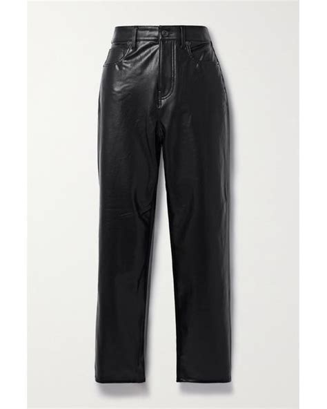 Veronica Beard Joey Cropped Vegan Leather Straight Leg Pants In Black