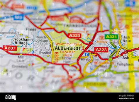 aldershot shown   road map  geography map stock photo alamy