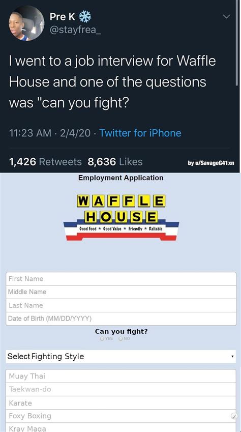 Waffle House job application : r/memes