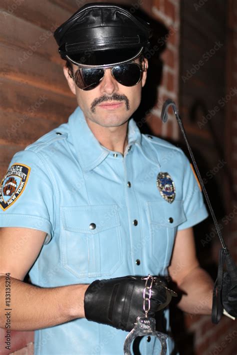 Cop With Mustache Sunglasses And Hat Stock Photo Adobe Stock