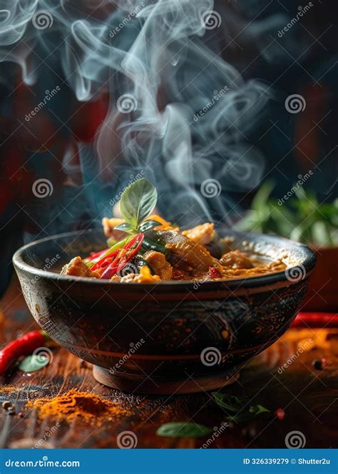 A Bowl Of Neonlit Chili With Steam Rising And Beans And Meat Vividly