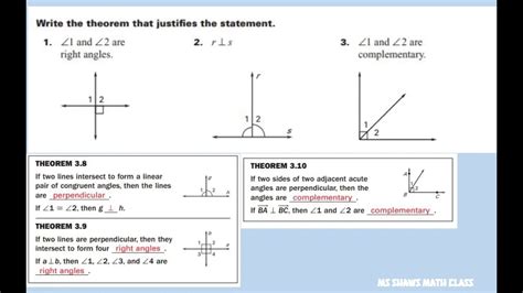 Write The Theorem That Justifies Each Statement Perpendicular Lines