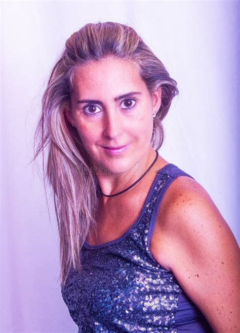 Lady Hair Salon Client Displays Her Blonde Hair After A Coloring Refreshment Stock Image Image