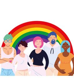 Women And Men Cartoons With Lgbti Rainbow Vector Image