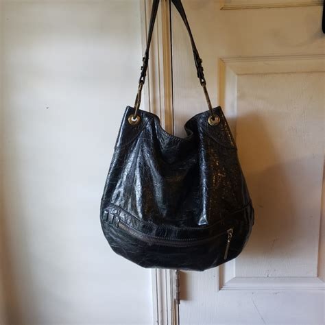 Oryany Bags Oryany Black Crackle Leather Hobo Bag Poshmark