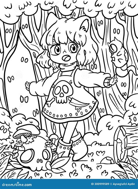 Spooky Coloring Page Horror Coloring Page Goth Coloring Page Kawaii