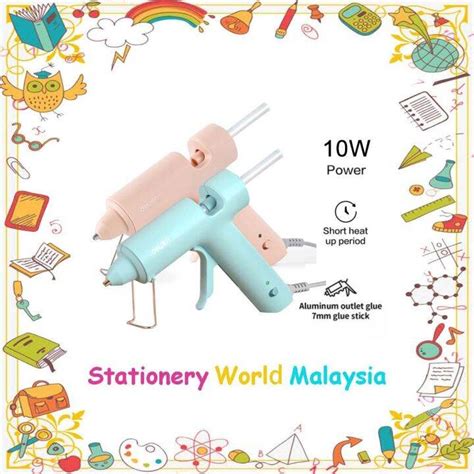 SWM Deli Hot Melt Glue Gun 10W Multi Purpose Clean Cut Pink Blue Colour