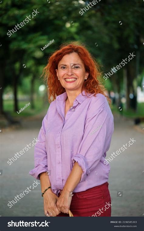 Outdoor Portrait Smiling Mature Redhead Woman Stock Photo 2196585303 Shutterstock