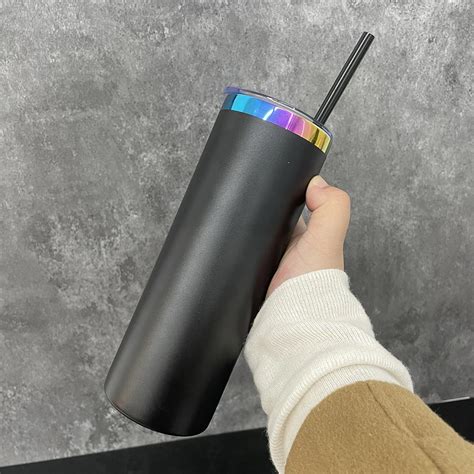 Colorful Powder Coated Rainbow Plated 20oz Straight Tumbler Insulated