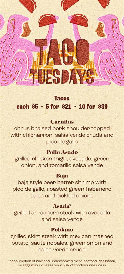 Taco Tuesday Menu — LA MONA ROSA