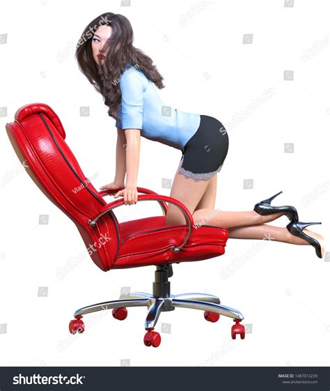 Longhaired Sexy Brunette Secretary Mini Skirtbeautiful Stock Illustration 1487013239 Shutterstock