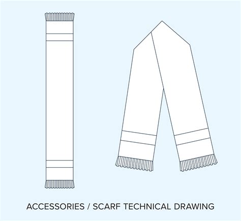 Scarf Technical Drawing Apparel Blueprint For Fashion Designers
