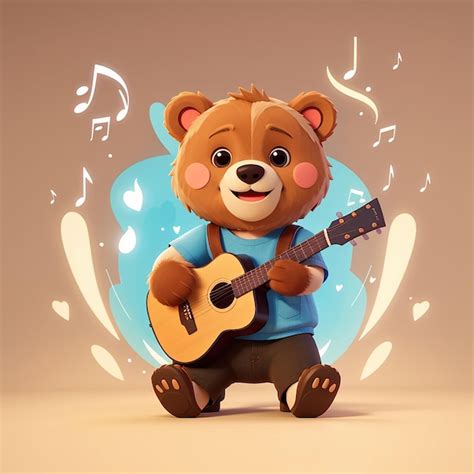 cute bear singing cartoon vector icon illustration animal  icon