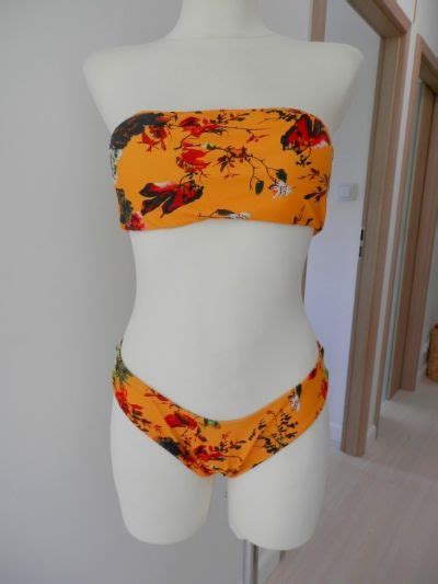 Strój Kąpielowy Bikini Dwuczęściowy Miodowy Kolor Kwiaty Zaful S
