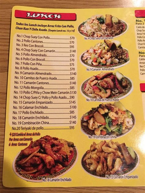 Carta Del Restaurante Yi Xing Comida China Tijuana