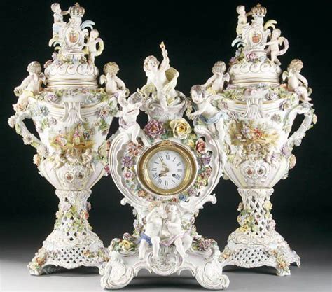899 Carl Thieme Dresden Porcelain Clock Urns Lot 899 Dresden