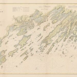 Casco Bay Maine Nautical Chart 1870 Colored Land U S Coast Survey Etsy