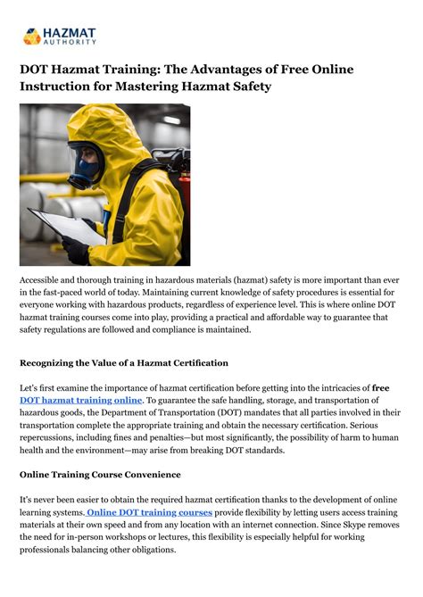 Ppt Dot Hazmat Training The Advantages Of Free Online Instruction For