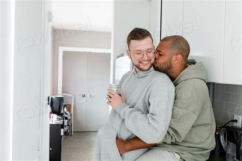 Gay Couple Having Coffee Happy Premium Photo Rawpixel