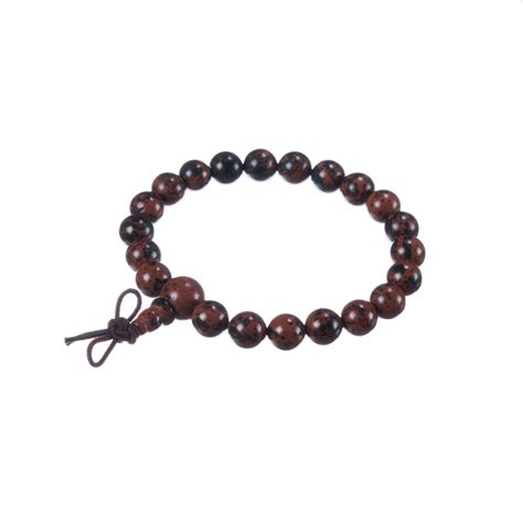 Bracciale Mala Tibetano A Sfere Di Ossidiana Marrone Bracciali