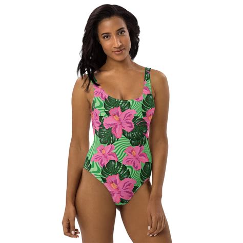 Tropical Print One-piece Swimsuit - Etsy