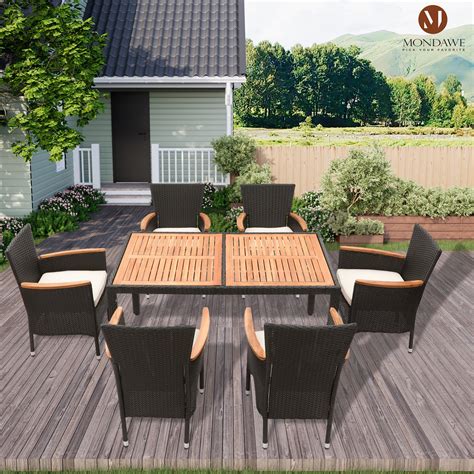 Mondawe 7 Pieces Patio Dining Sets,Outdoor Wicker Patio Furniture Set ...