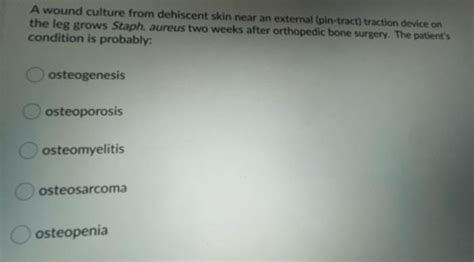 Solved A wound culture from dehiscent skin near an external | Chegg.com