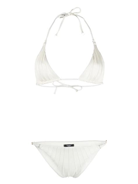 Noire Swimwear Gathered Bikini Set White FARFETCH AO