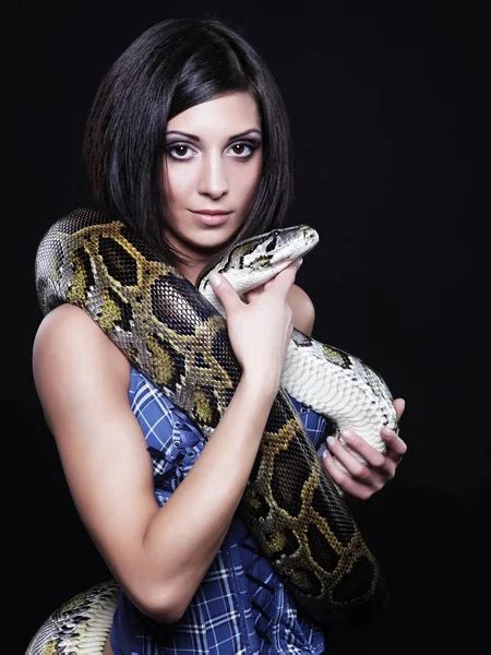 Sexy Brunette Holding Python Stock Photo By Kanareva 218744148