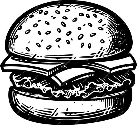 Premium Vector Burger Hamburger Hand Drawn Vector Illustration Sketch Retro Style