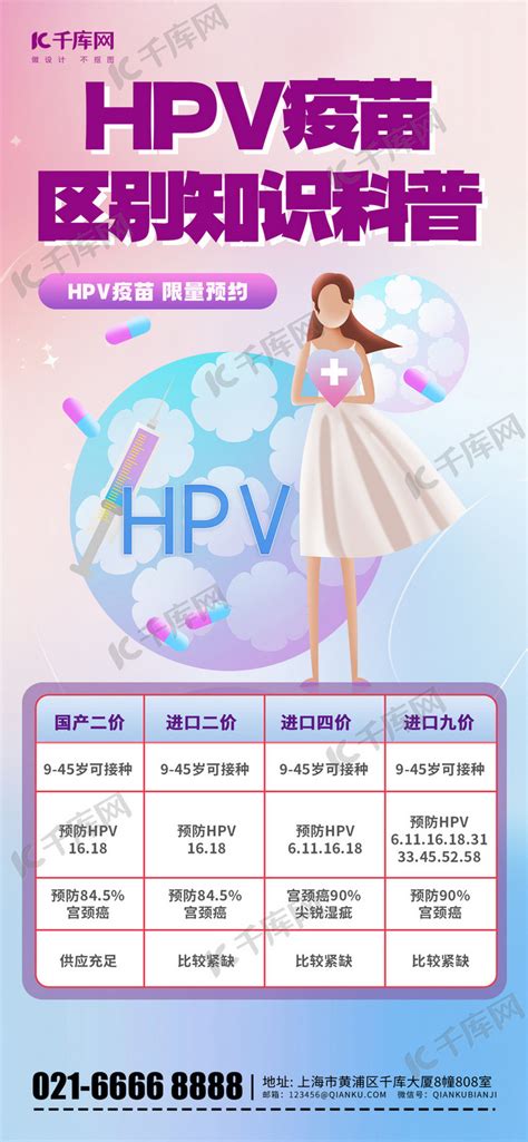 紫色hpv疫苗医生粉色渐变手机海报海报设计图海报模板下载 千库网