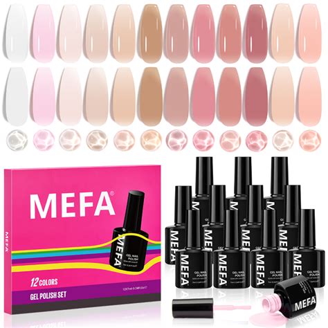 Mefa Pcs Gel Nail Polish Set Ml Nude Pink Brown Sheer Jelly Gel Polish All Seasons Collection
