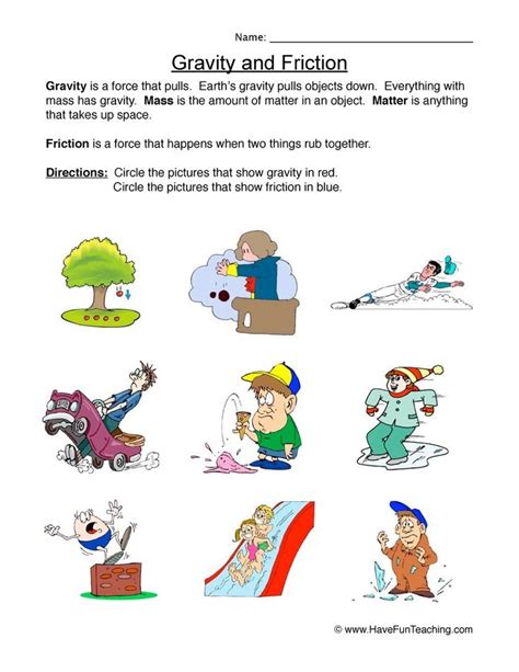 Gravity Or Friction Force Worksheet Have Fun Teaching Have Fun
