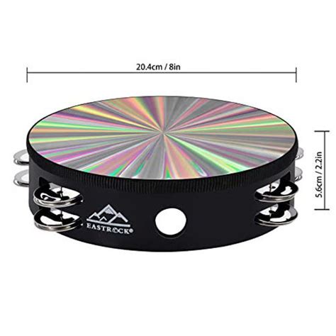 Getuscart Eastrock Radiant Tambourine Hand Held Drum 8 Inch Double Row
