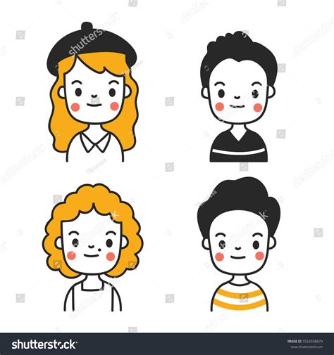 Cute Drawing People Collection Vector Stock Vector (Royalty Free ...