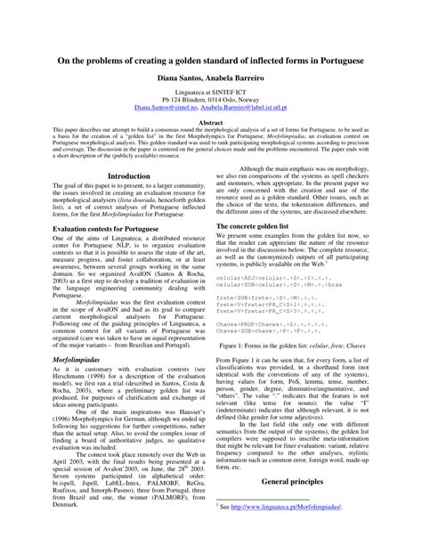 problems  creating  golden standard  inflected forms