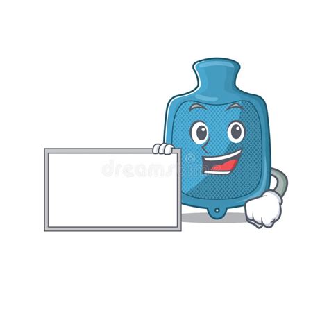 Funny Hot Water Bag Cartoon Character Design Style With Board Stock Vector Illustration Of