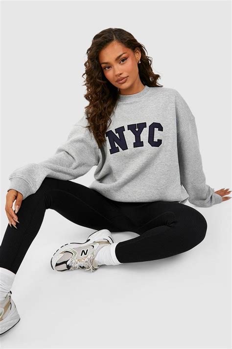 Sweat Oversize à écusson Nyc Boohoo