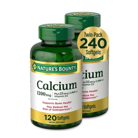 Nature's Bounty Calcium Supplement + 1000 IU Vitamin D3, Bone Strength