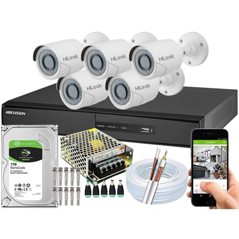 Kit 5 Câmeras Segurança Hikvision Full Hd Thc b120c 8 Canais no Shoptime